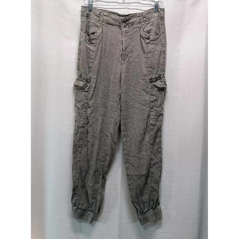 American Eagle Sage Green Linen Blend Cargo Joggers Women's 8 Skater Grunge